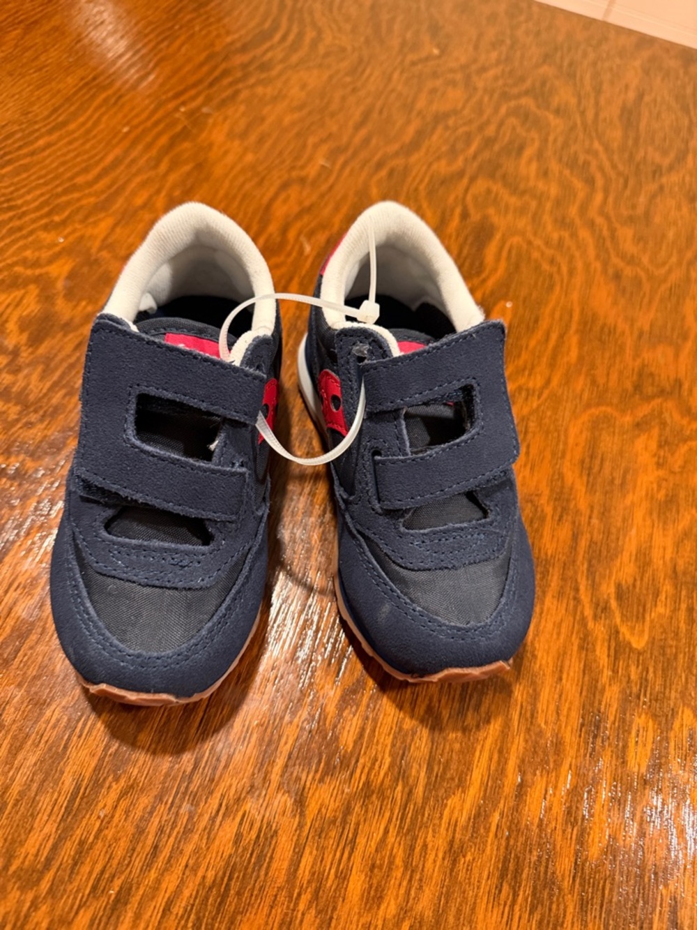 Saucony Navy and Red Jazz LowPro Kids Velcro Sneakers